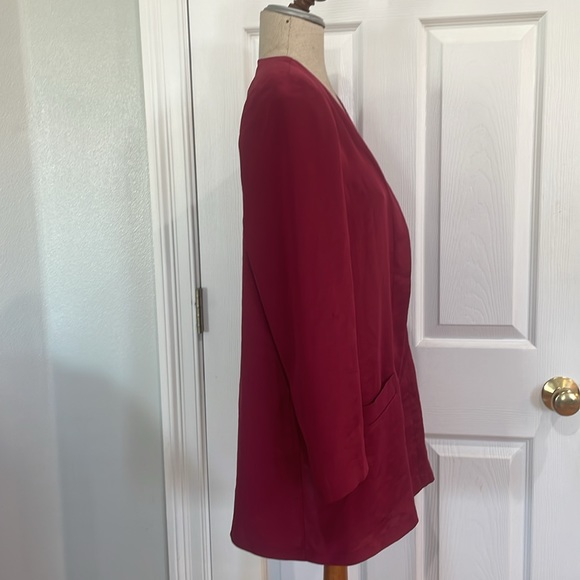 Vintage custom-made blazer silk jacket red oversized lightweight shoulder pads 8 - Picture 4 of 8